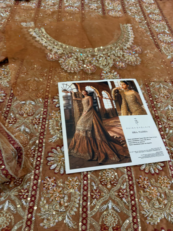 Faiza Saqlain copper brown wedding edition