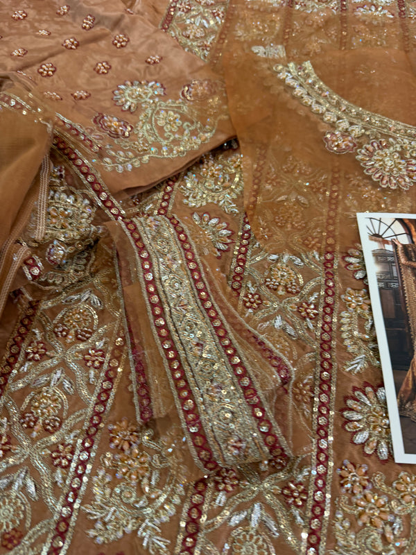 Faiza Saqlain copper brown wedding edition