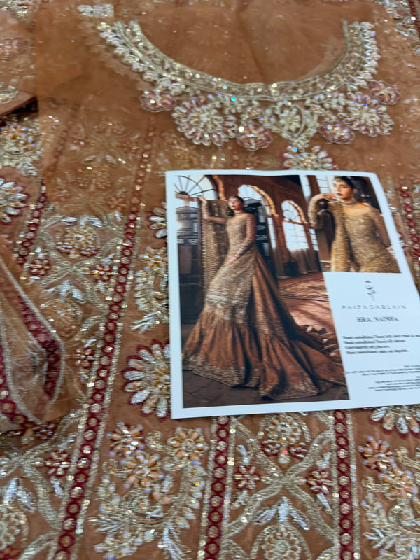 Faiza Saqlain copper brown wedding edition