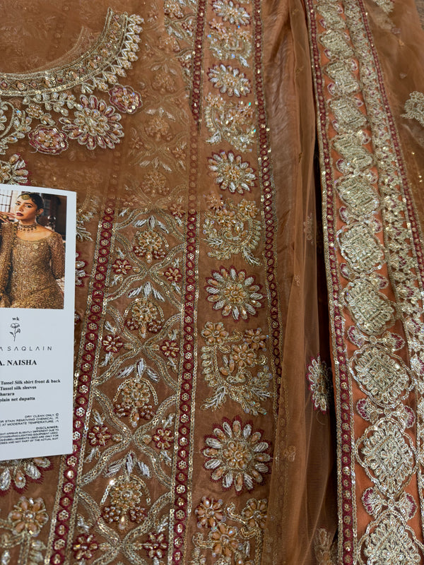 Faiza Saqlain copper brown wedding edition