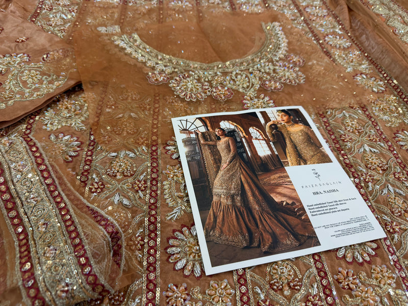 Faiza Saqlain copper brown wedding edition