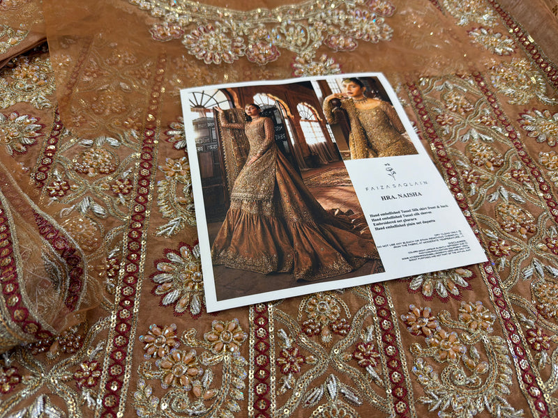 Faiza Saqlain copper brown wedding edition