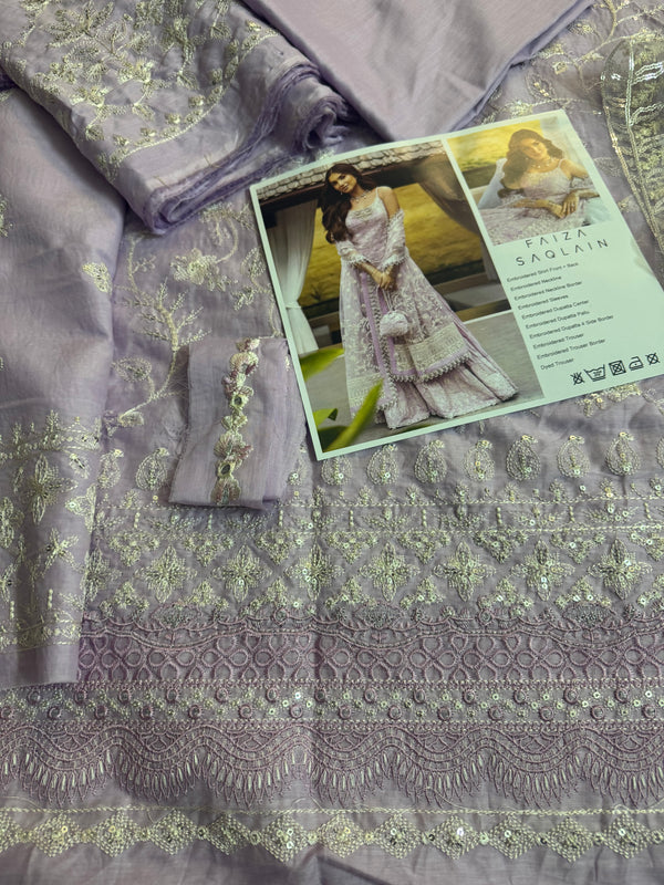 Faiza Saqlain lilac lawn 2025