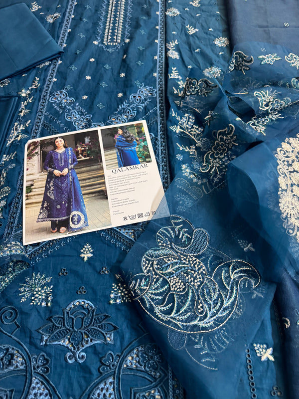 Qalamqar blue edi collection lawn 2025