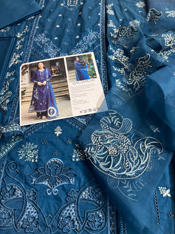 Qalamqar blue edi collection lawn 2025