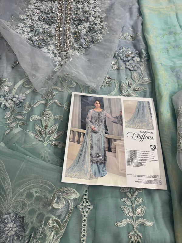 Maria B chiffon aqua wedding edition