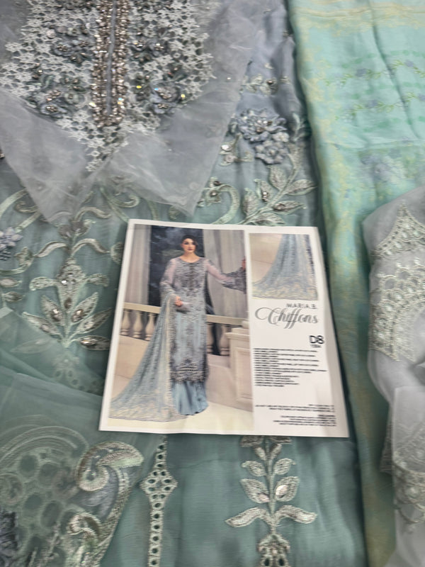 Maria B chiffon aqua wedding edition
