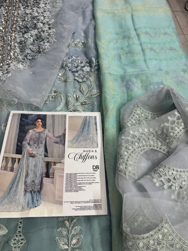 Maria B chiffon aqua wedding edition