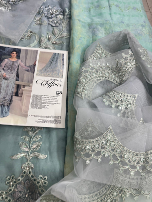 Maria B chiffon aqua wedding edition