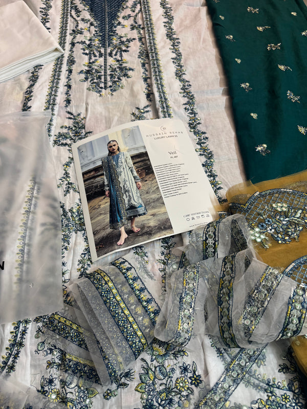 Hussain Rehar white multi edition lawn 2025