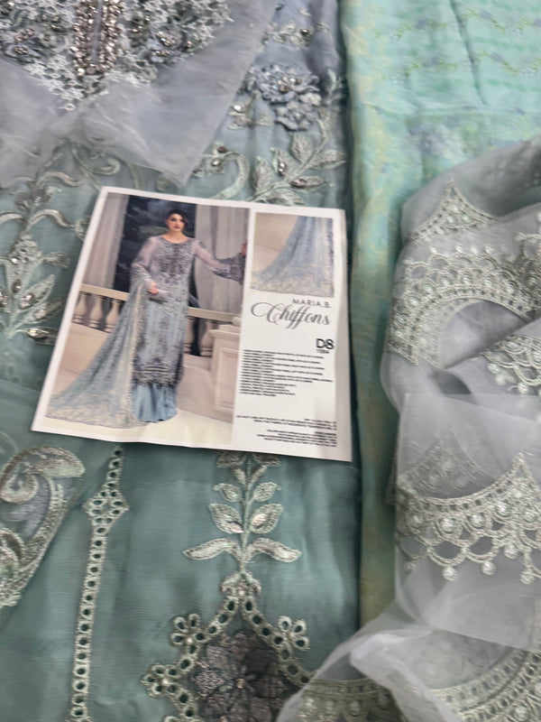 Maria B chiffon aqua wedding edition