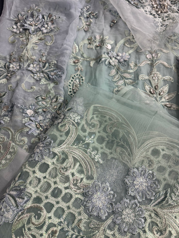 Maria B chiffon aqua wedding edition