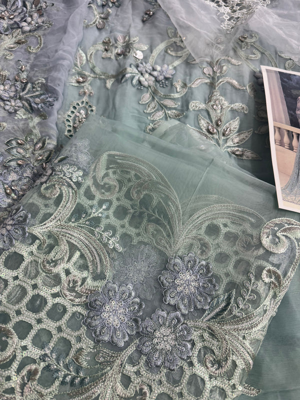 Maria B chiffon aqua wedding edition