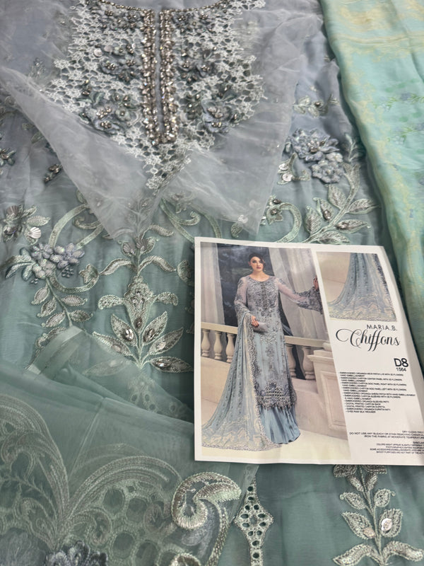 Maria B chiffon aqua wedding edition