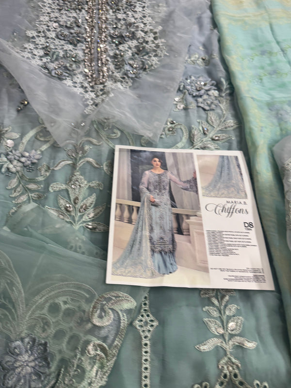 Maria B chiffon aqua wedding edition