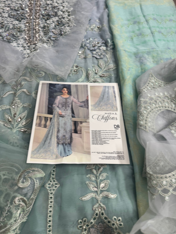 Maria B chiffon aqua wedding edition