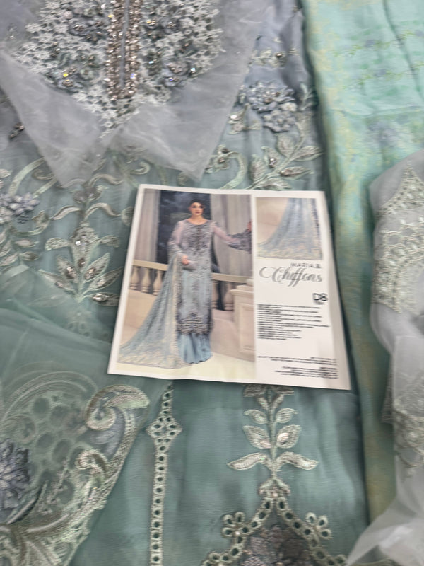 Maria B chiffon aqua wedding edition