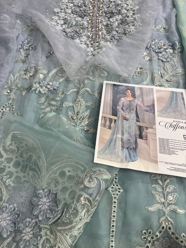 Maria B chiffon aqua wedding edition