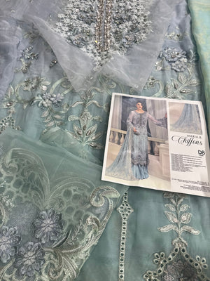 Maria B chiffon aqua wedding edition