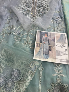 Maria B chiffon aqua wedding edition
