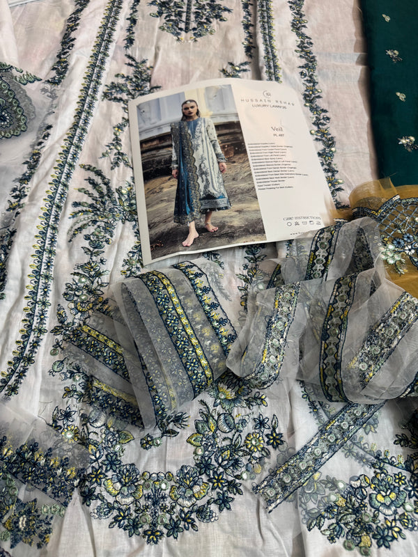 Hussain Rehar white multi edition lawn 2025