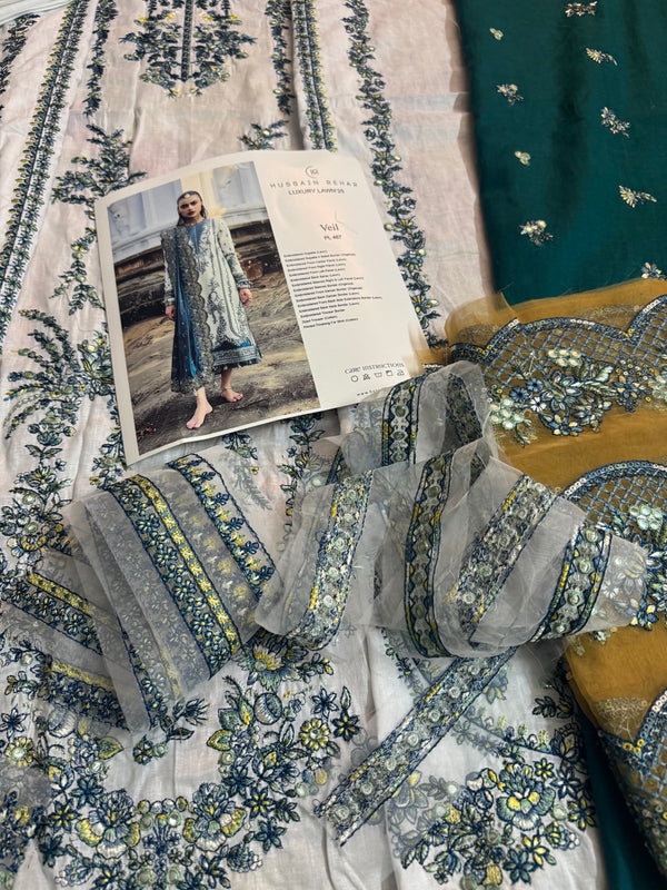 Hussain Rehar white multi edition lawn 2025