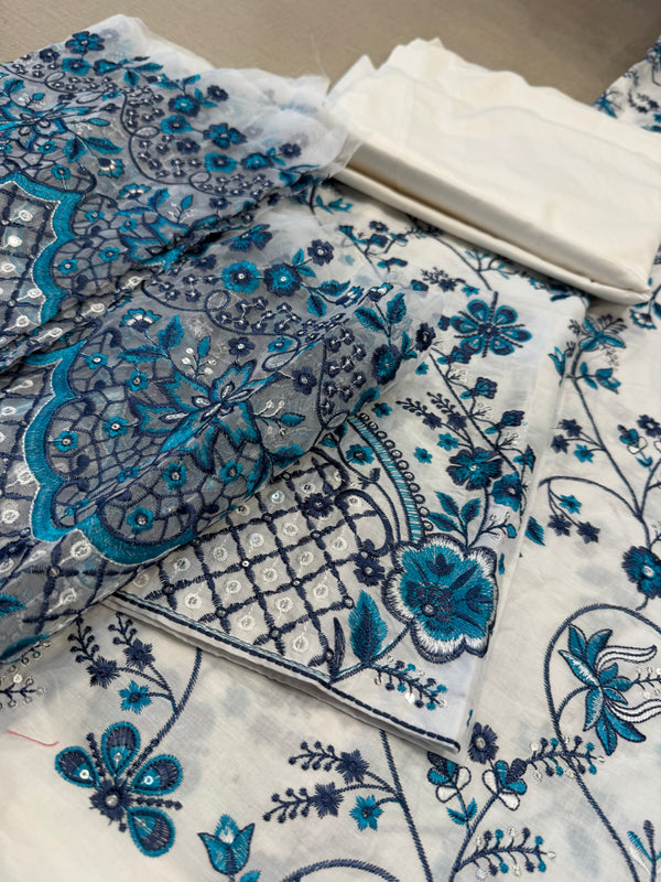 Faiza Saqlain sky white lawn 2026