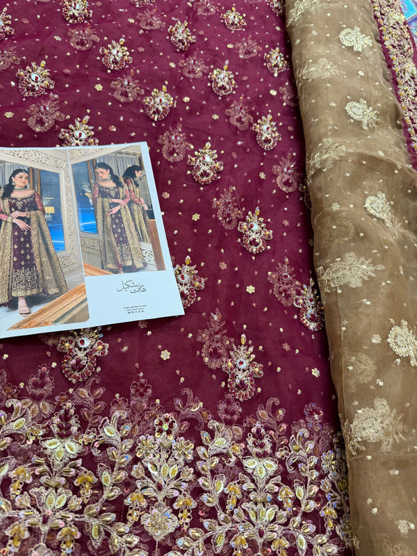 Haris shakeel red chiffon wedding edition