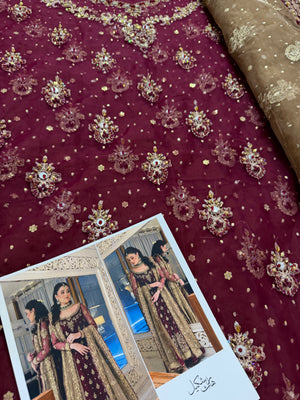 Haris shakeel red chiffon wedding edition