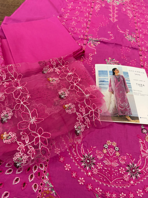 Qalamqar candy pink lawn 2026