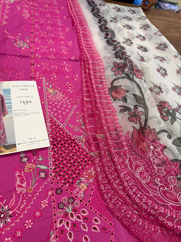 Qalamqar candy pink lawn 2026