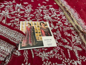 Suffusebysanayasir red and green chiffon bridal edition