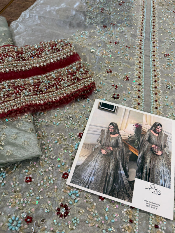 Haris shakeel bridal sea green mint wedding edition