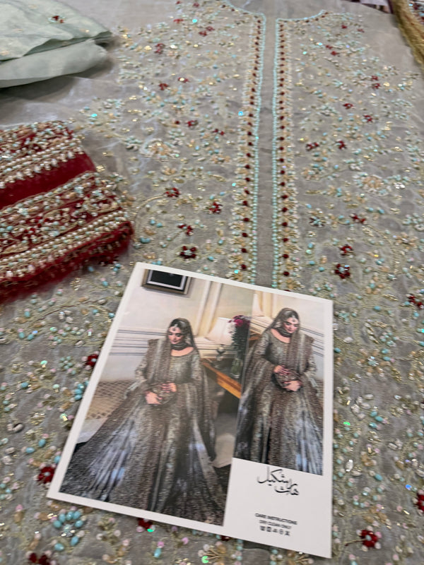 Haris shakeel bridal sea green mint wedding edition