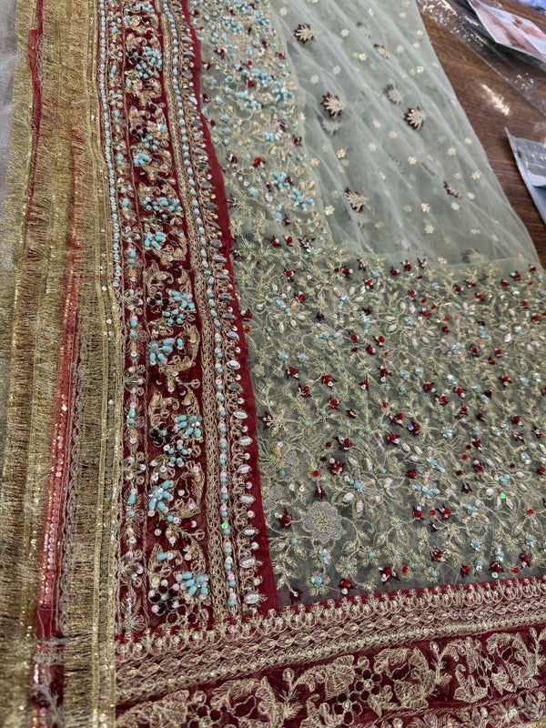 Haris shakeel bridal sea green mint wedding edition