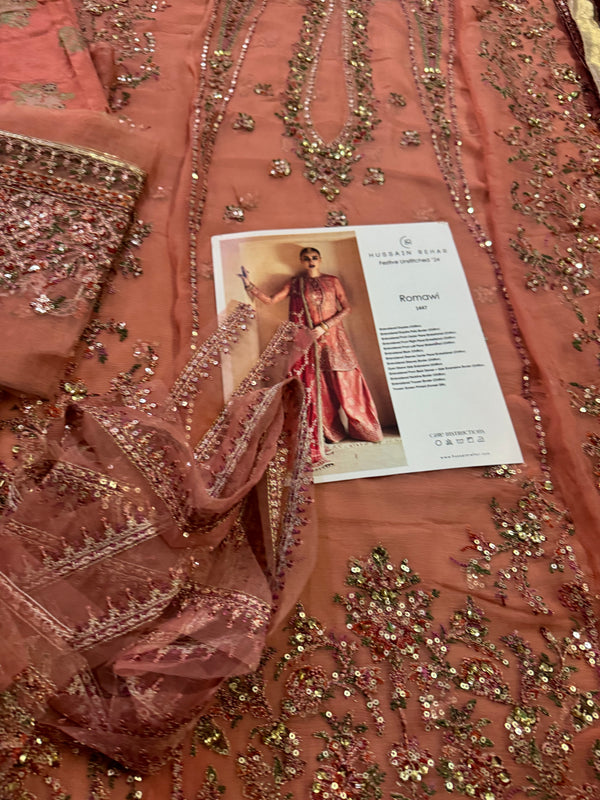 Hussain rehar pink red wedding edition