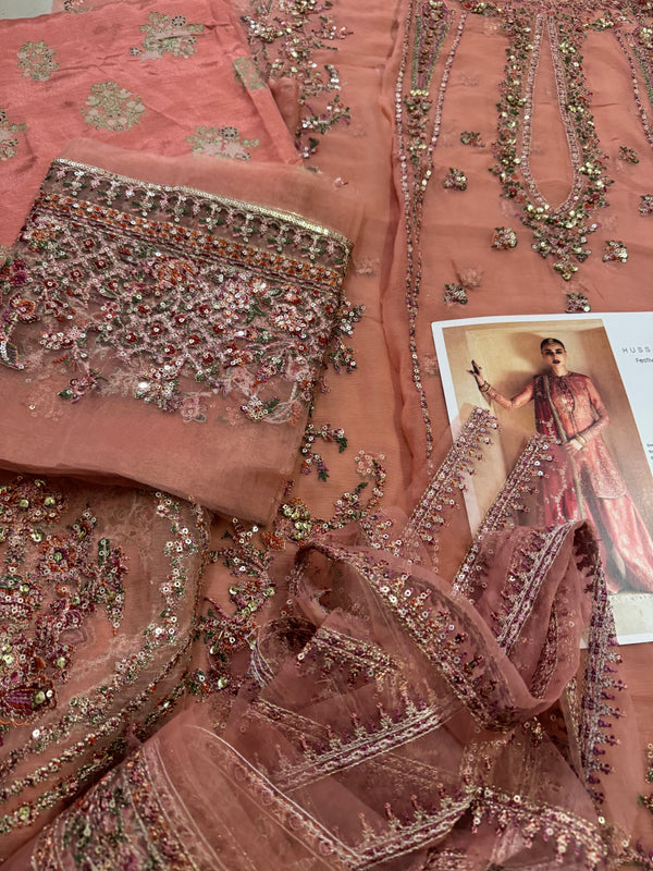 Hussain rehar pink red wedding edition