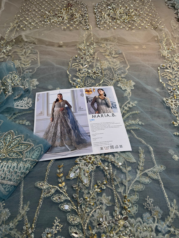 Maria b  grey double tone Mbroided collection 2025
