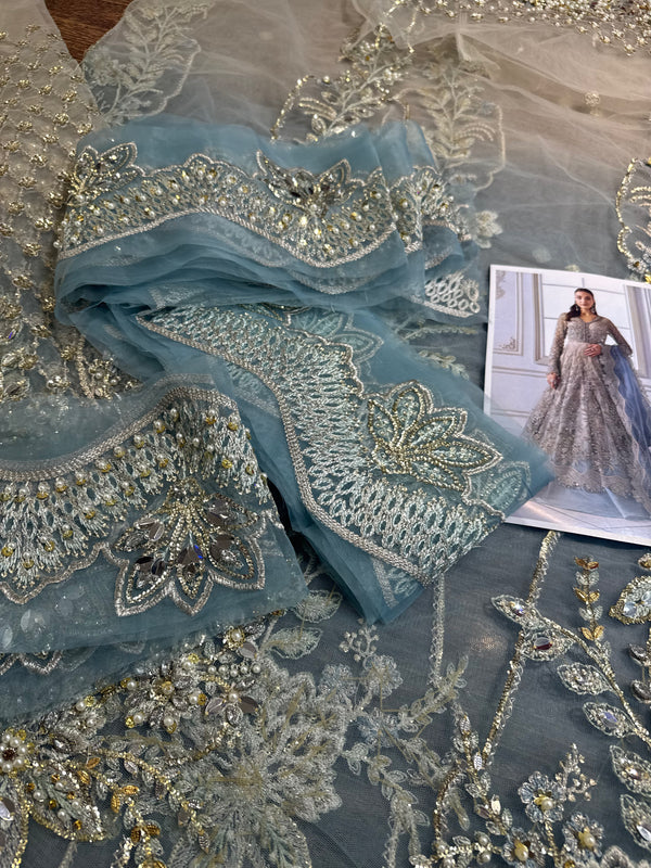 Maria b  grey double tone Mbroided collection 2025