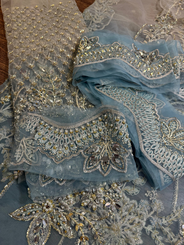 Maria b  grey double tone Mbroided collection 2025
