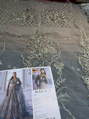 Maria b  grey double tone Mbroided collection 2025