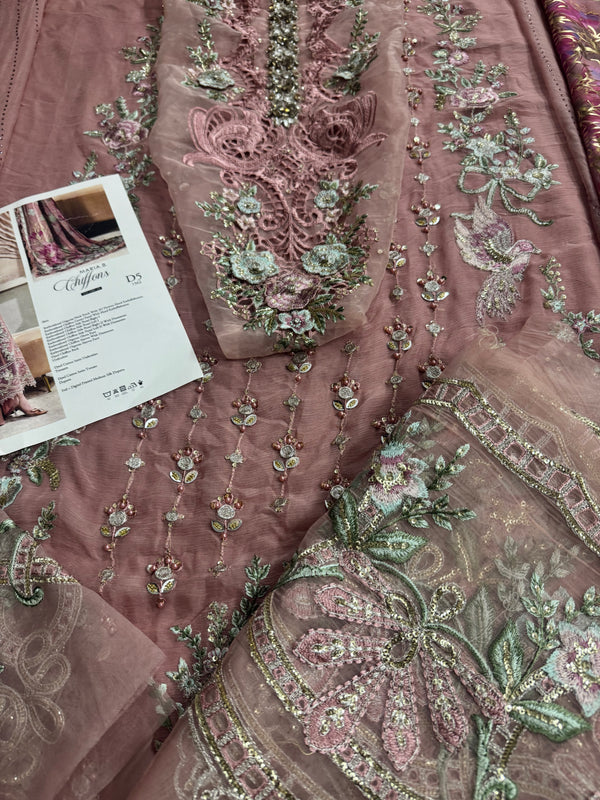 Maria B chiffon tea pink wedding edition