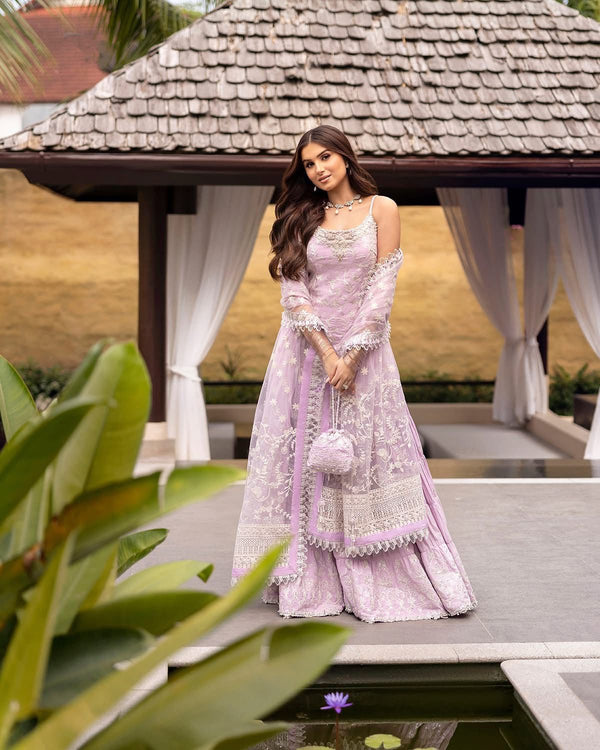Faiza Saqlain lilac lawn 2025