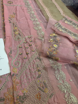Faiza Saqlain pink lawn 2025
