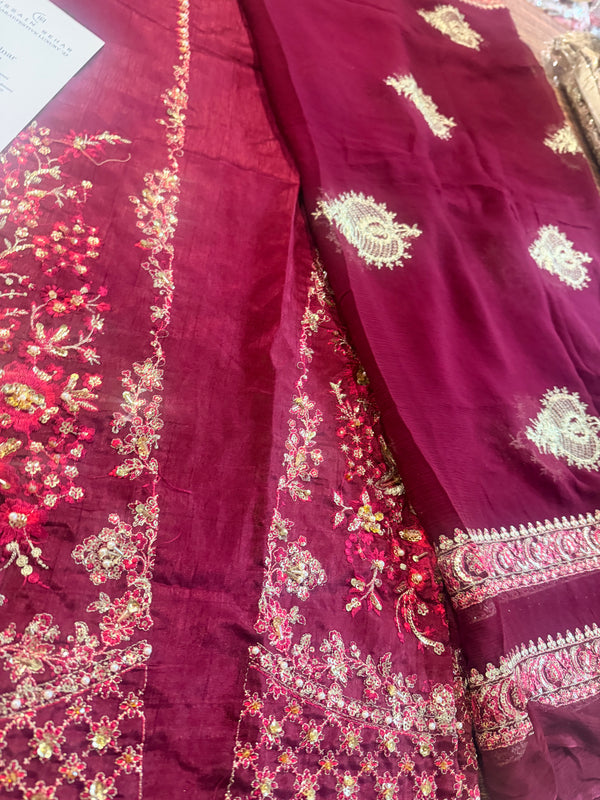 Hussain Rehar meroon wedding edition