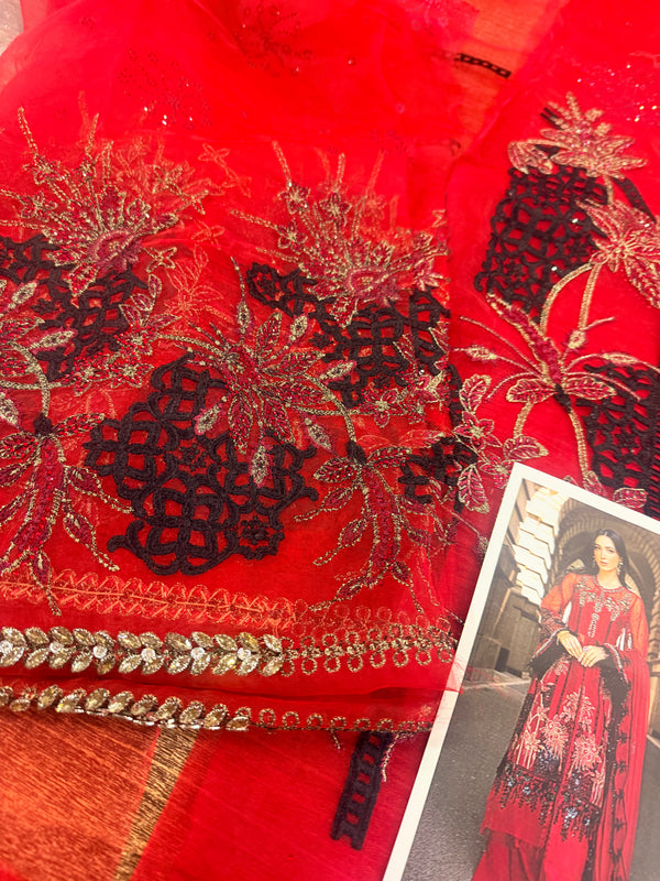 Maria B soiree red bridal wedding edition