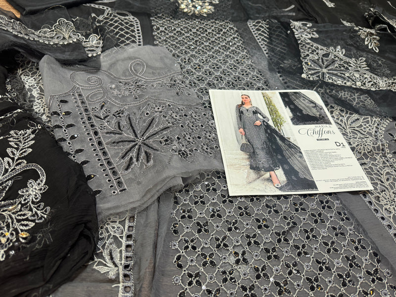 Maria b black & grey chiffon collection