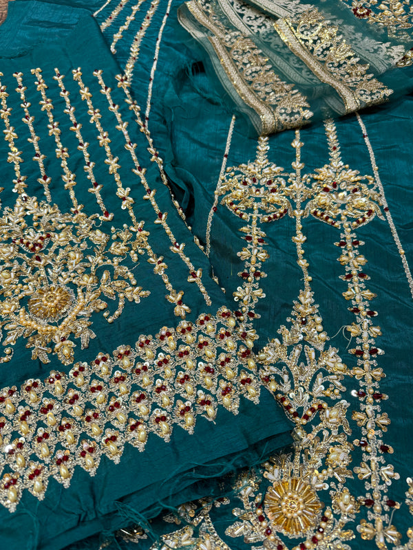 Kanwal Malik green bridal chiffon collection
