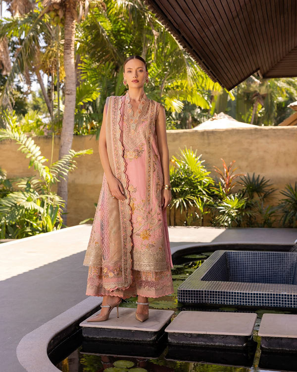 Faiza Saqlain pink lawn 2025