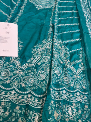 Faiza saqlain teal lawn 2025